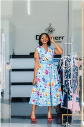 Light blue floral midi dress